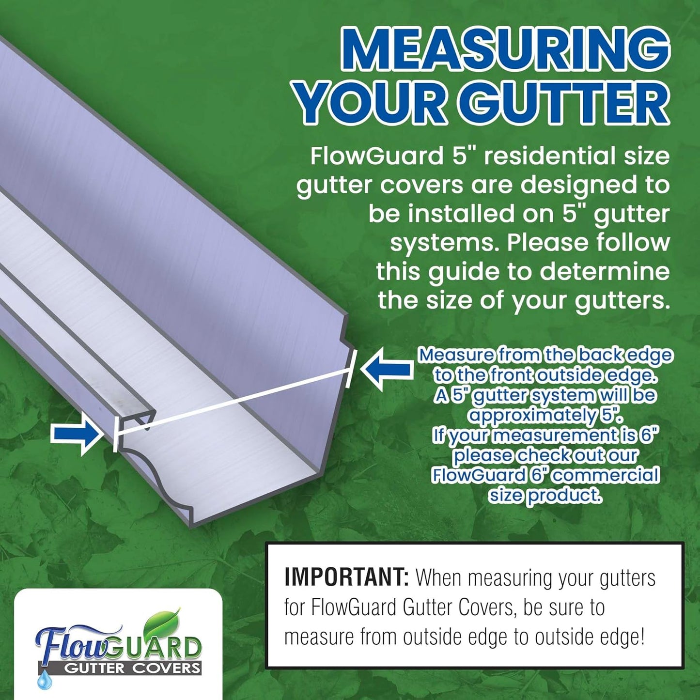 5" RESIDENTIAL FlowGuard USA Made Professional DIY 5 Inch 50-Year Gutter Cover System - White -Aluminum Gutter Guards