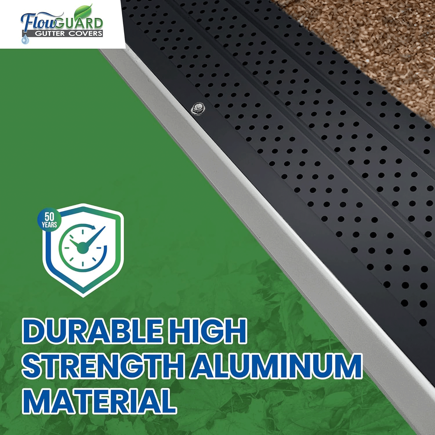 5" 6" SLIP UNDER FlowGuard USA Made Slip Under Shingle Professional DIY Universal 5 Inch & 6 Inch 50-Year Gutter Cover System - Thermal Thaw Black - Aluminum Gutter Guards