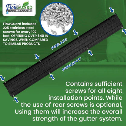5"HIGH CLEARANCE RESIDENTIAL FlowGuard USA Made Professional DIY 5 Inch High Clearance 50-Year Gutter Cover System - Thermal Thaw Black - Aluminum Gutter Guards