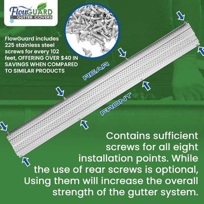 5"HIGH CLEARANCE RESIDENTIAL FlowGuard USA Made Professional DIY 5 Inch High Clearance 50-Year Gutter Cover System - White - Aluminum Gutter Guards