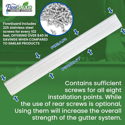 5" RESIDENTIAL FlowGuard USA Made Professional DIY 5 Inch 50-Year Gutter Cover System - White -Aluminum Gutter Guards