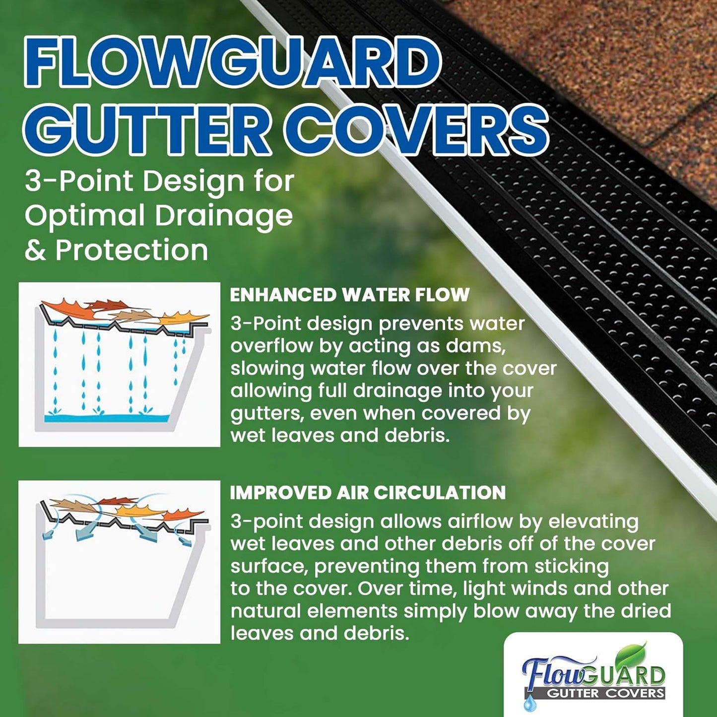 5" RESIDENTIAL FlowGuard USA Made Professional DIY 5 Inch 50-Year Gutter Cover System - Thermal Thaw Black -Aluminum Gutter Guards