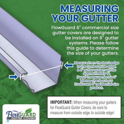 6" COMMERCIAL FlowGuard USA Made Professional DIY 6 Inch 50-Year Gutter Cover System - Matte - Aluminum Gutter Guards
