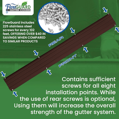 6"COMMERCIAL FlowGuard USA Made Professional DIY 6 Inch 50-Year Gutter Cover System - Brown - Aluminum Gutter Guards