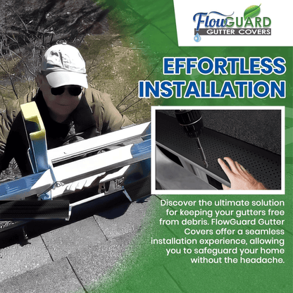 5" 6" SLIP UNDER FlowGuard USA Made Slip Under Shingle Professional DIY Universal 5 Inch & 6 Inch 50-Year Gutter Cover System - Thermal Thaw Black - Aluminum Gutter Guards