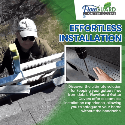 5" 6" SLIP UNDER FlowGuard USA Made Slip Under Shingle Professional DIY Universal 5 Inch & 6 Inch 50-Year Gutter Cover System - Matte - Aluminum Gutter Guards